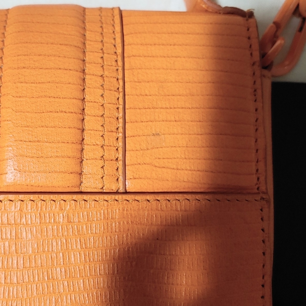 Animale Brazil Lizard Leather Mini Satchel Crossbody Shoulder Bag Bright Orange - Picture 16 of 16